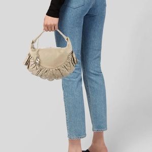 Dior Ivory Leather Gypsy Ruffle Hobo Bag